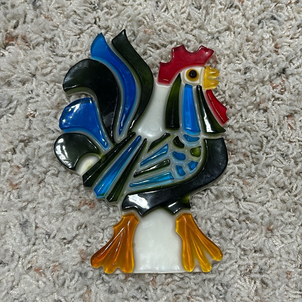 Vintage lucite rooster wall plaque